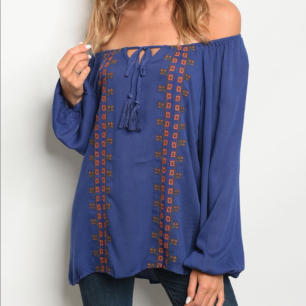 Blue BoHo Top